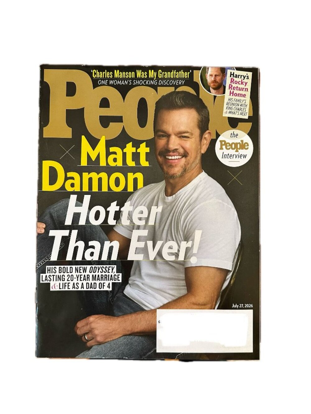 People Magazine July 27 2026 Matt Damon The Odyssey Charles Manson